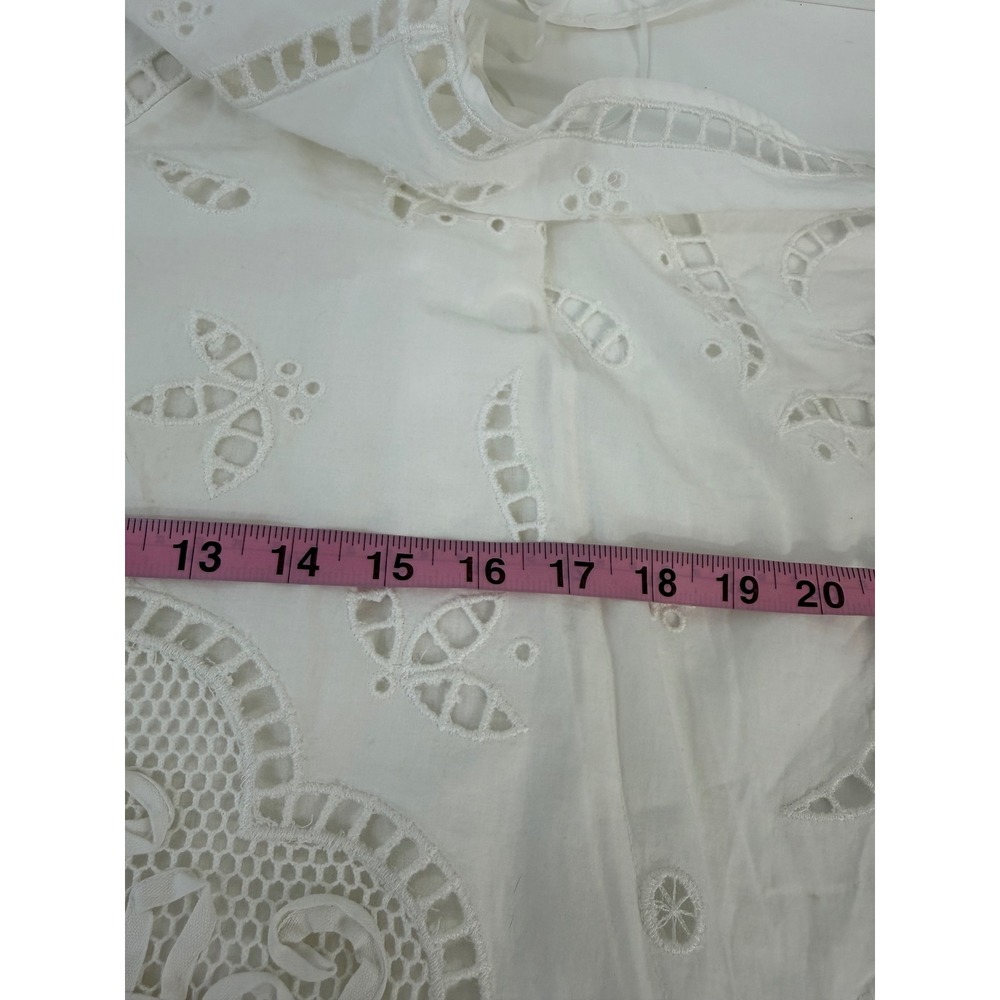 Zara Eyelet Lace Maxi Dress Size 1 White Crochet Boho V-Neck Open Back - Picture 6 of 11